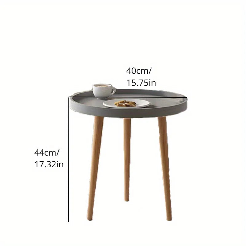 Minimalist Coffee Table, Nordic Style Round Table With Three Wooden Legs, Side Table Used For Living Room, Bedroom, And Balcony — Modern Luxury