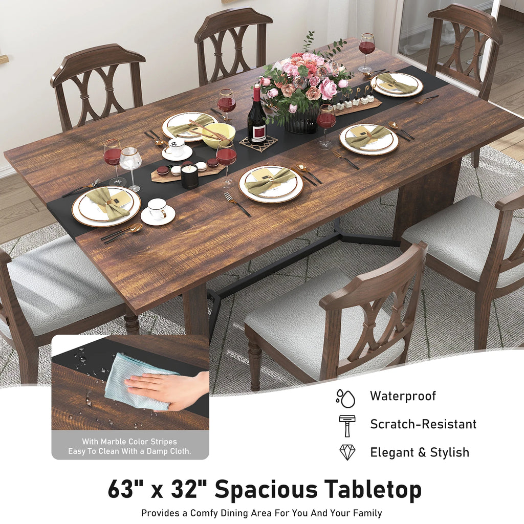 71" Signature Marble-Finish Dining Table – Modern Elegance For 4 To 10 Guests — Modern Luxury