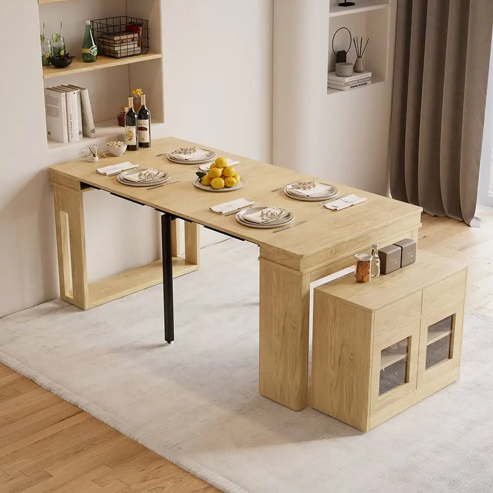Modern Extendable Dining Table Rectangle Sideboard With Storage — Modern Luxury