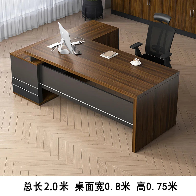 Wooden Boss Table Simple Modern Cabinet Designer Reading Reading Desk Secretary High Quality Art Bureau Meuble Office Furniture — Modern Luxury