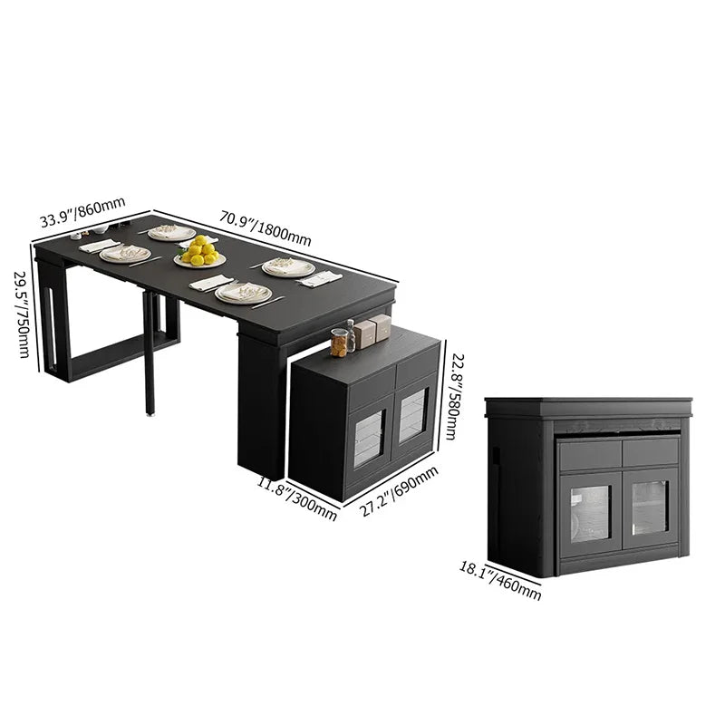 Modern Extendable Dining Table Rectangle Sideboard With Storage — Modern Luxury