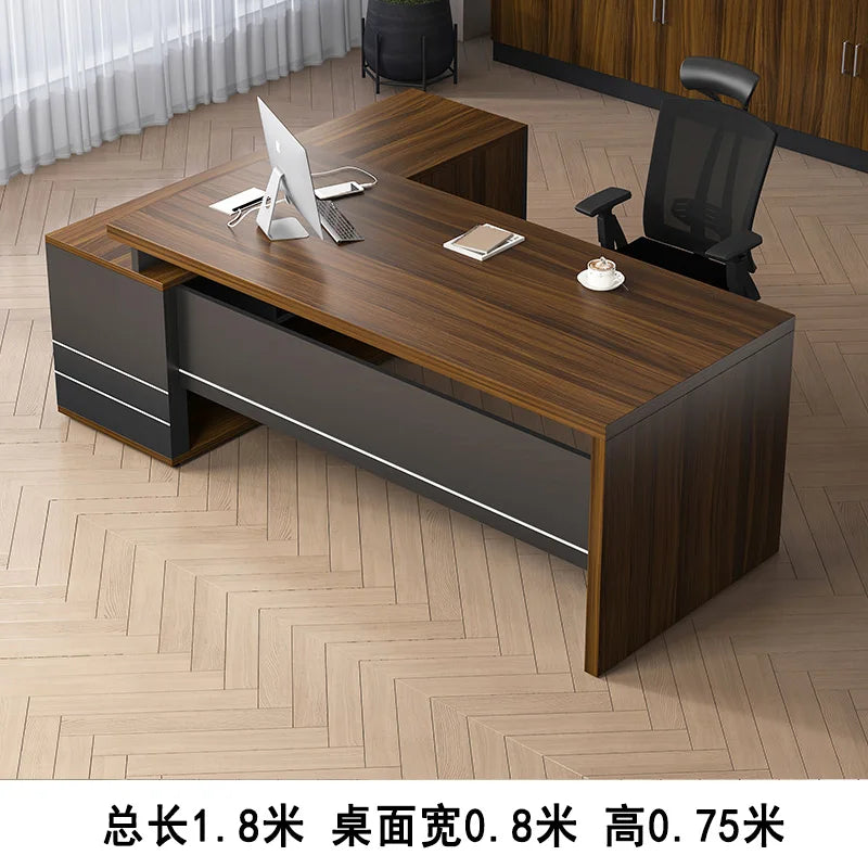 Wooden Boss Table Simple Modern Cabinet Designer Reading Reading Desk Secretary High Quality Art Bureau Meuble Office Furniture — Modern Luxury