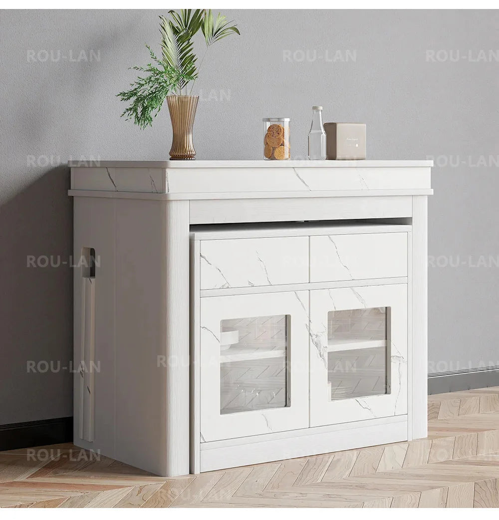 Modern Extendable Dining Table Rectangle Sideboard With Storage — Modern Luxury