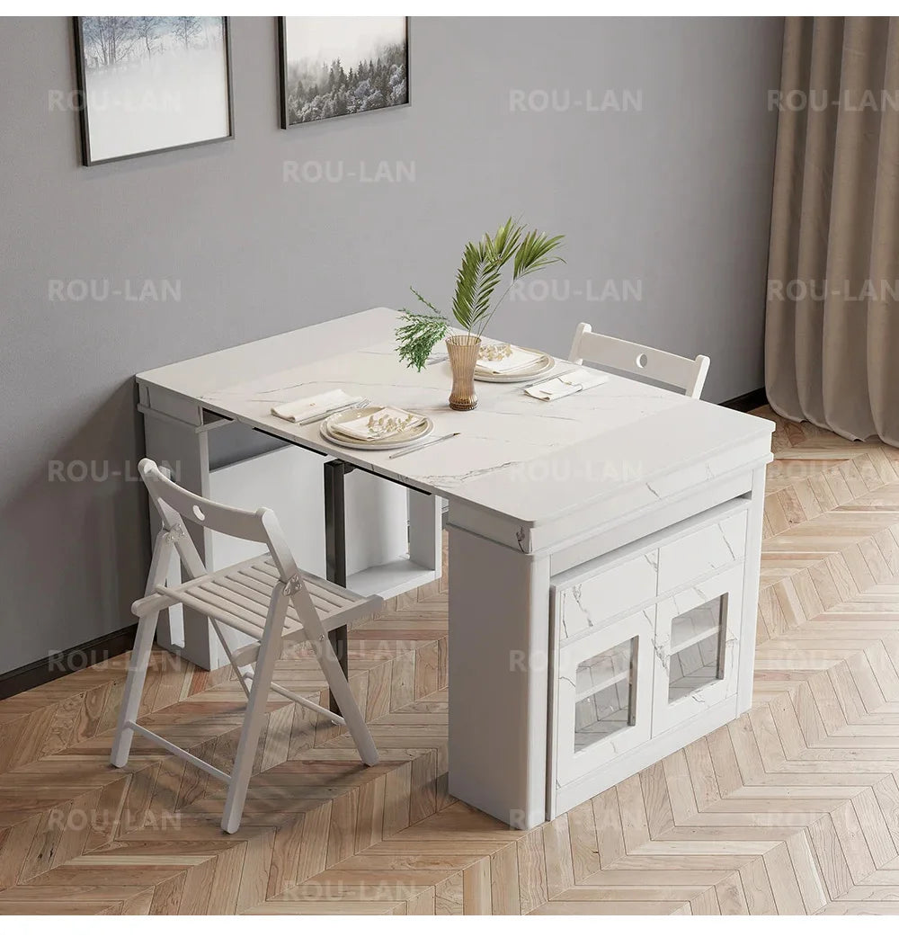 Modern Extendable Dining Table Rectangle Sideboard With Storage — Modern Luxury