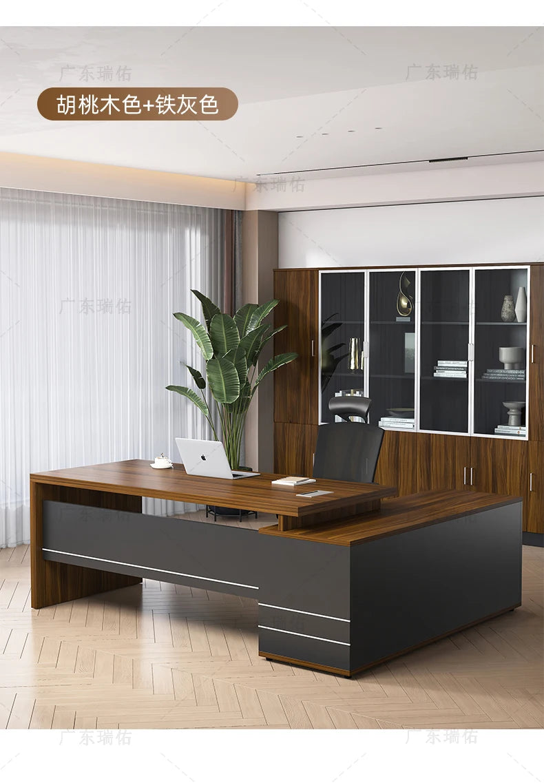 Wooden Boss Table Simple Modern Cabinet Designer Reading Reading Desk Secretary High Quality Art Bureau Meuble Office Furniture — Modern Luxury