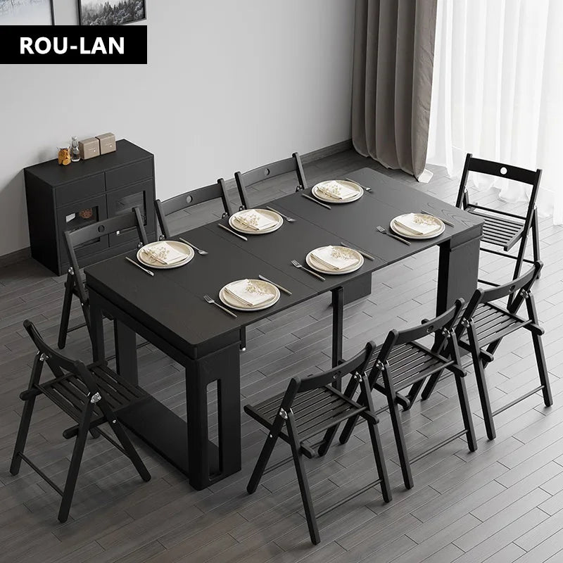 Modern Extendable Dining Table Rectangle Sideboard With Storage — Modern Luxury