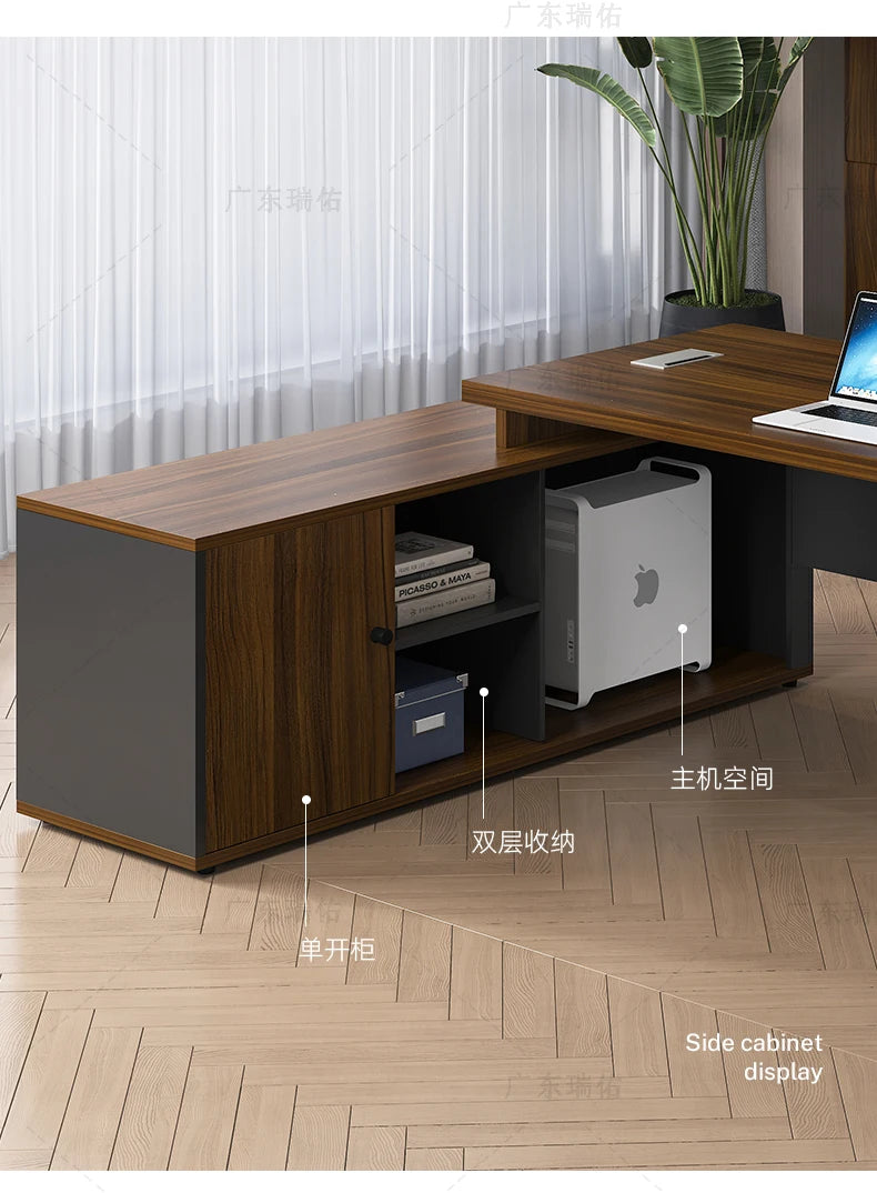 Wooden Boss Table Simple Modern Cabinet Designer Reading Reading Desk Secretary High Quality Art Bureau Meuble Office Furniture — Modern Luxury