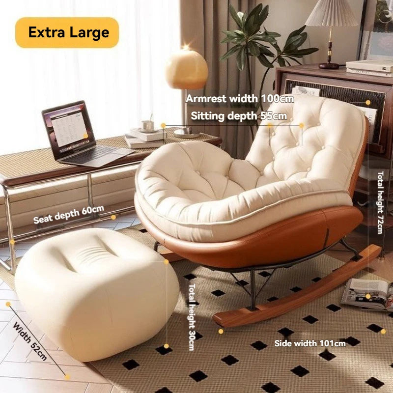 Comfortable Upholstered Lounge Rocking Sofa With Ottoman Upholstered And Living Room Ottoman — Modern Luxury
