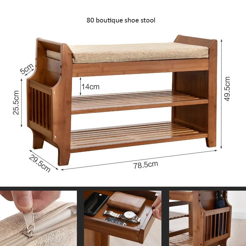 Shoe Storage Rack Bench With Double Layer Cushion Seat Living Room Shoe Organizer Entryway Storage Hallway Furniture Shoe Stool — Modern Luxury