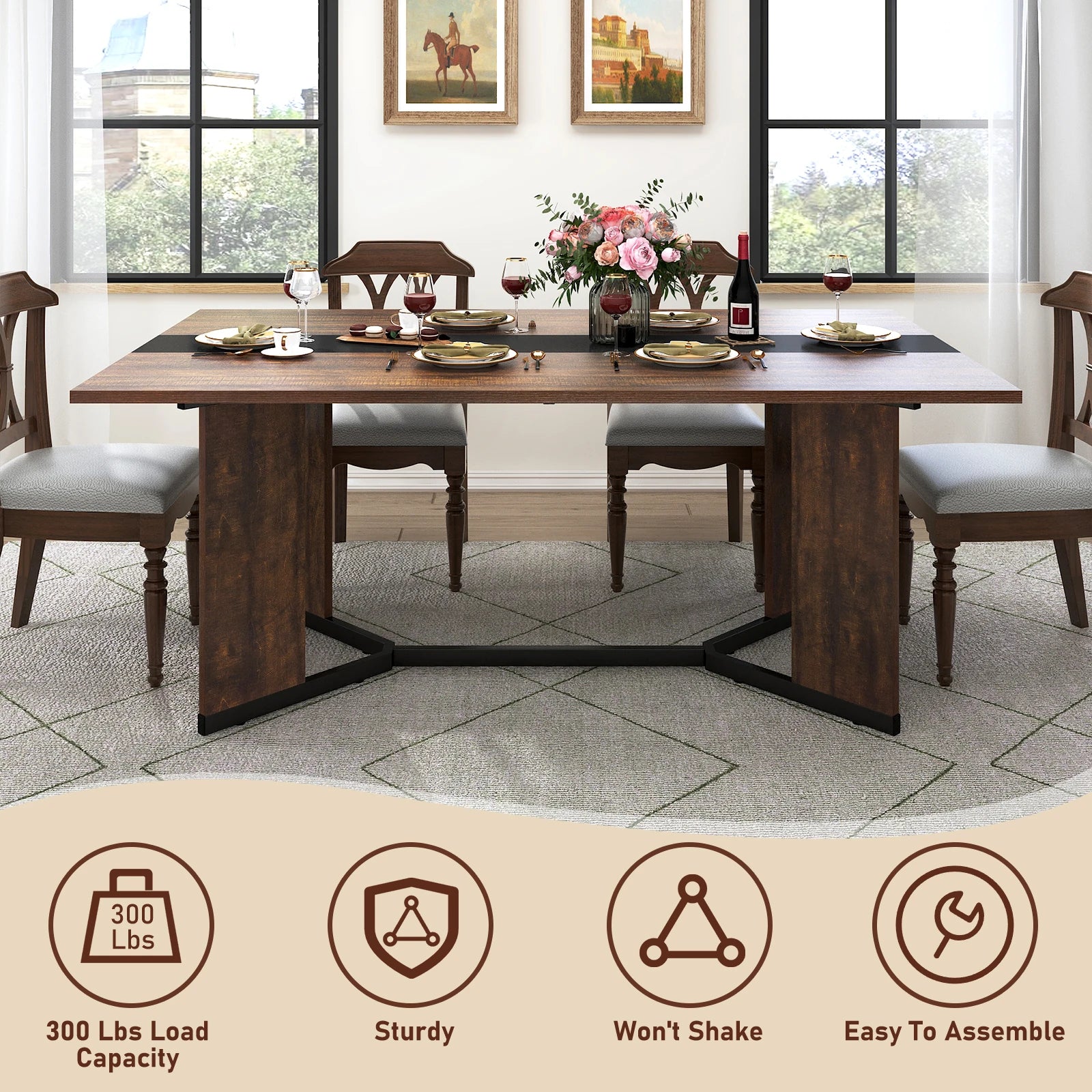 71" Signature Marble-Finish Dining Table – Modern Elegance For 4 To 10 Guests — Modern Luxury