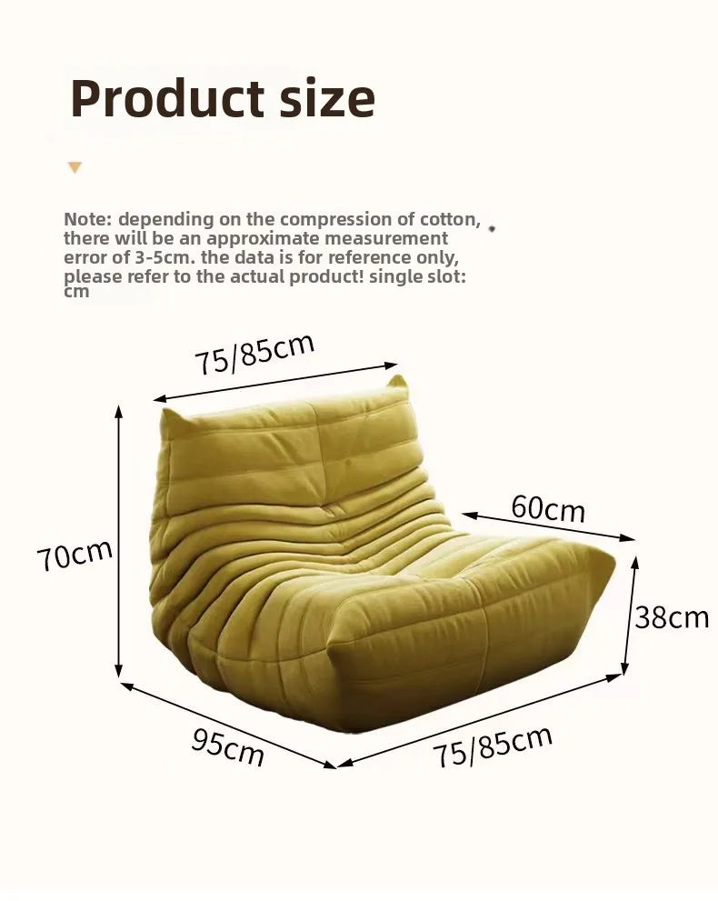 Caterpillar Sofa Lazy Sofa Can Lie Down And Sleep Original Togo Living Room Simple Recliner Cream Style Single Sofa Sofá اريكة — Modern Luxury