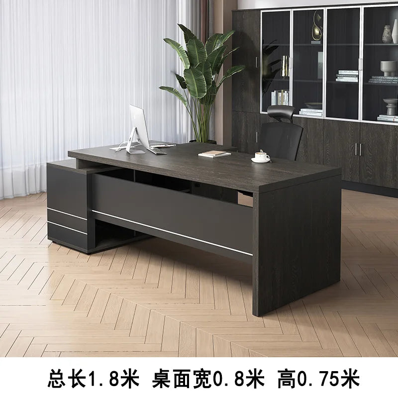 Wooden Boss Table Simple Modern Cabinet Designer Reading Reading Desk Secretary High Quality Art Bureau Meuble Office Furniture — Modern Luxury