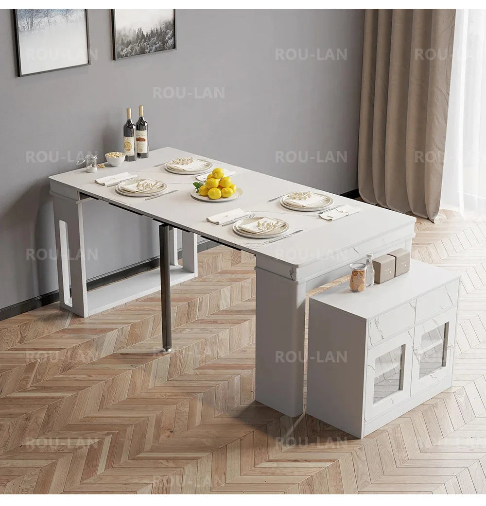 Modern Extendable Dining Table Rectangle Sideboard With Storage — Modern Luxury