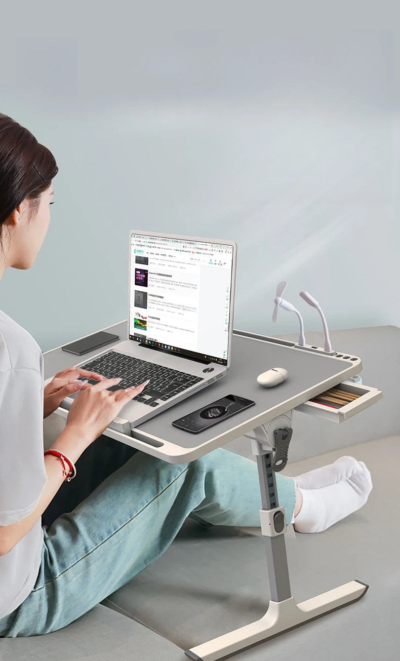 Laptop Bed Tray Table, Adjustable Laptop Bed Table,Portable Standing Desk With Storage Drawer,Foldable Lap Tablet Table For Sofa — Modern Luxury