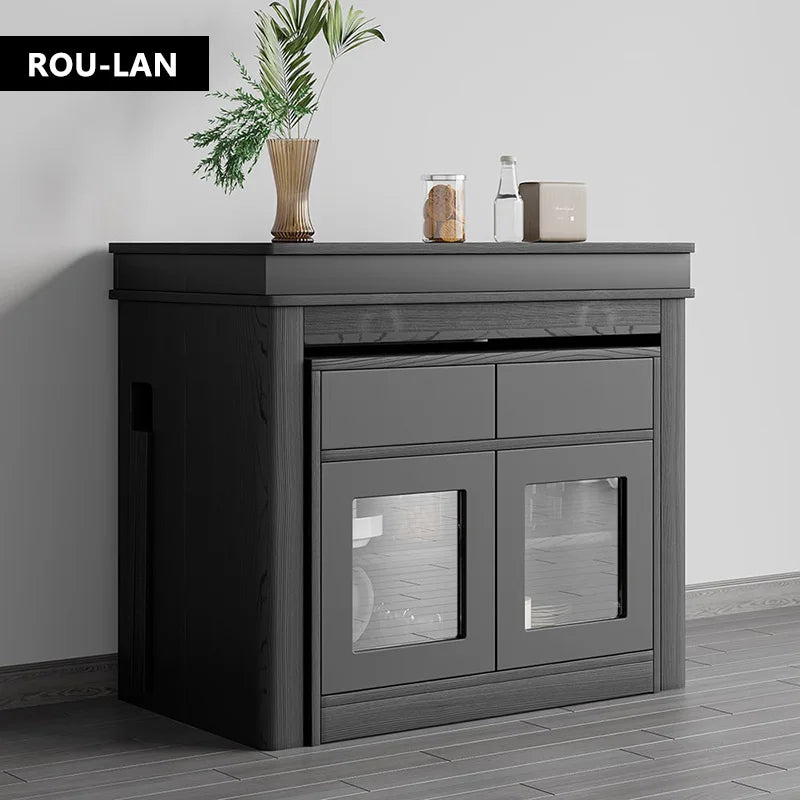 Modern Extendable Dining Table Rectangle Sideboard With Storage — Modern Luxury