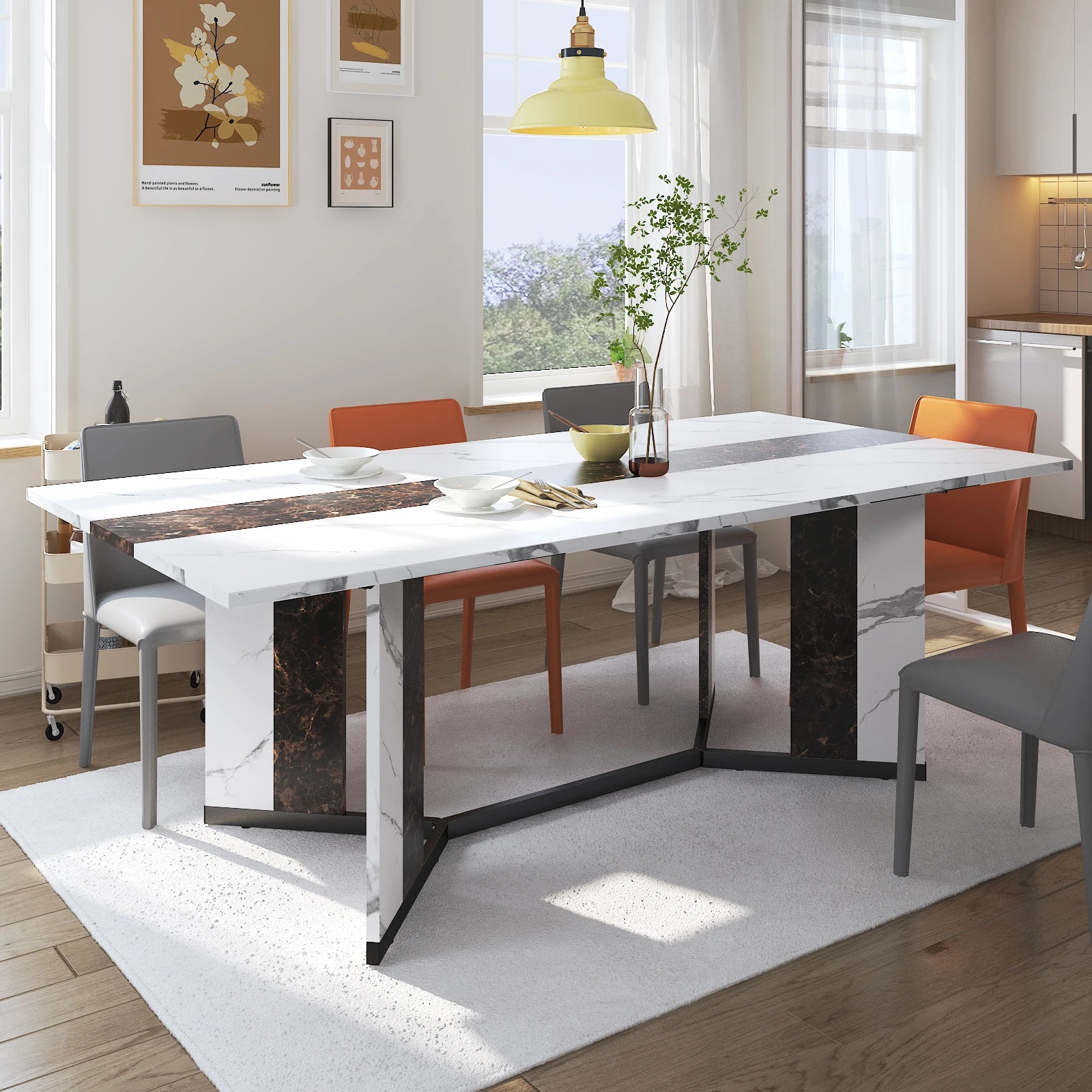 71" Signature Marble-Finish Dining Table – Modern Elegance For 4 To 10 Guests — Modern Luxury