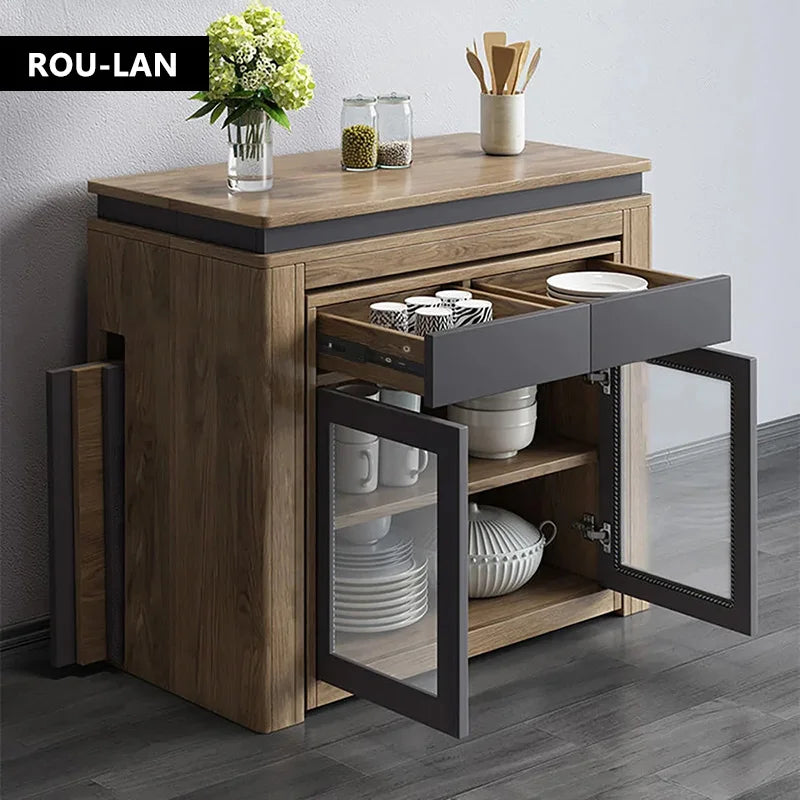 Modern Extendable Dining Table Rectangle Sideboard With Storage — Modern Luxury