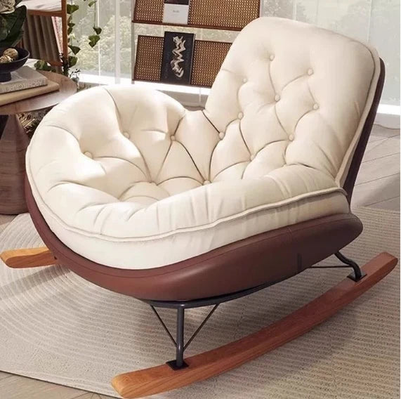 Comfortable Upholstered Lounge Rocking Sofa With Ottoman Upholstered And Living Room Ottoman — Modern Luxury