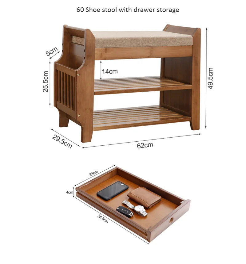 Shoe Storage Rack Bench With Double Layer Cushion Seat Living Room Shoe Organizer Entryway Storage Hallway Furniture Shoe Stool — Modern Luxury