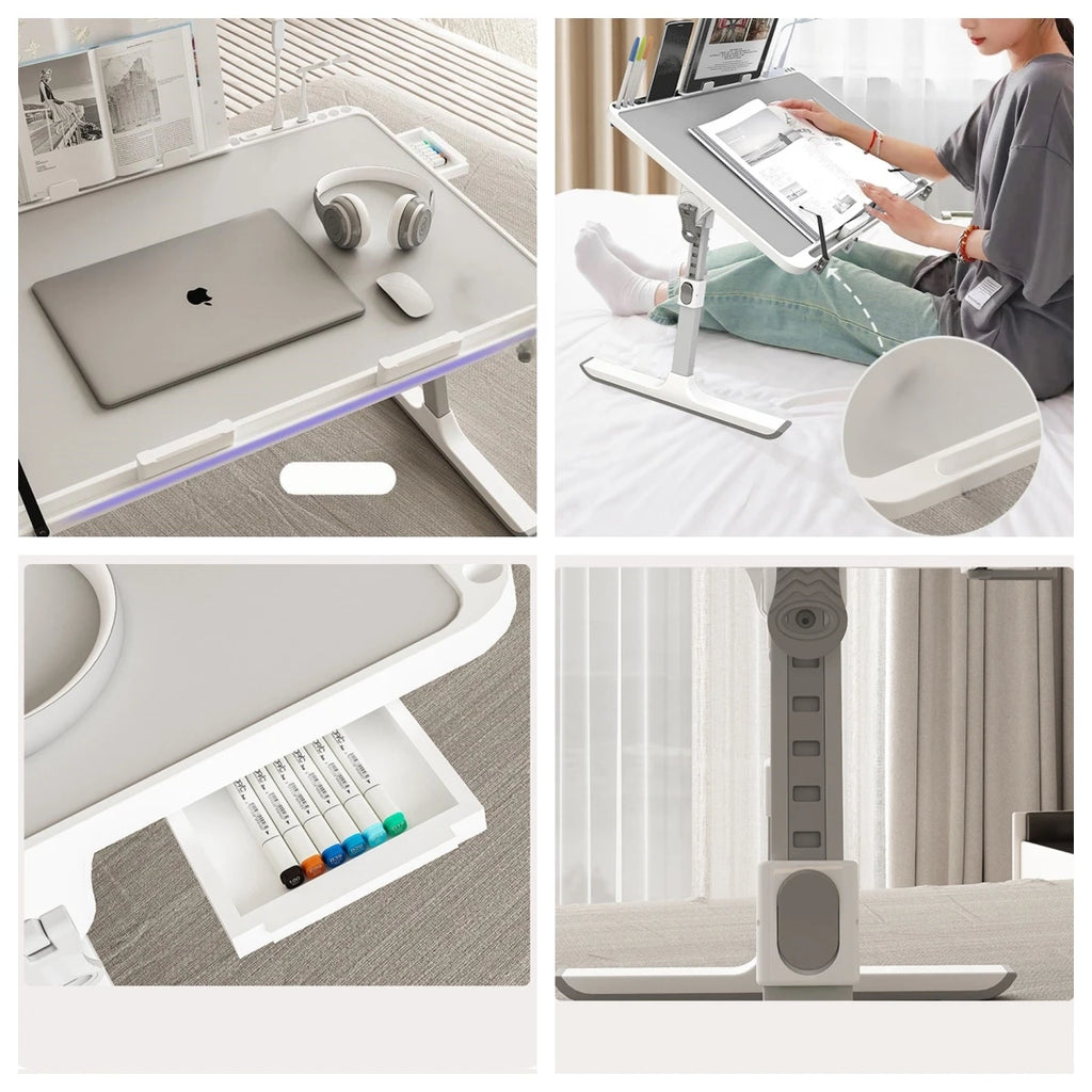 Laptop Bed Tray Table, Adjustable Laptop Bed Table,Portable Standing Desk With Storage Drawer,Foldable Lap Tablet Table For Sofa — Modern Luxury