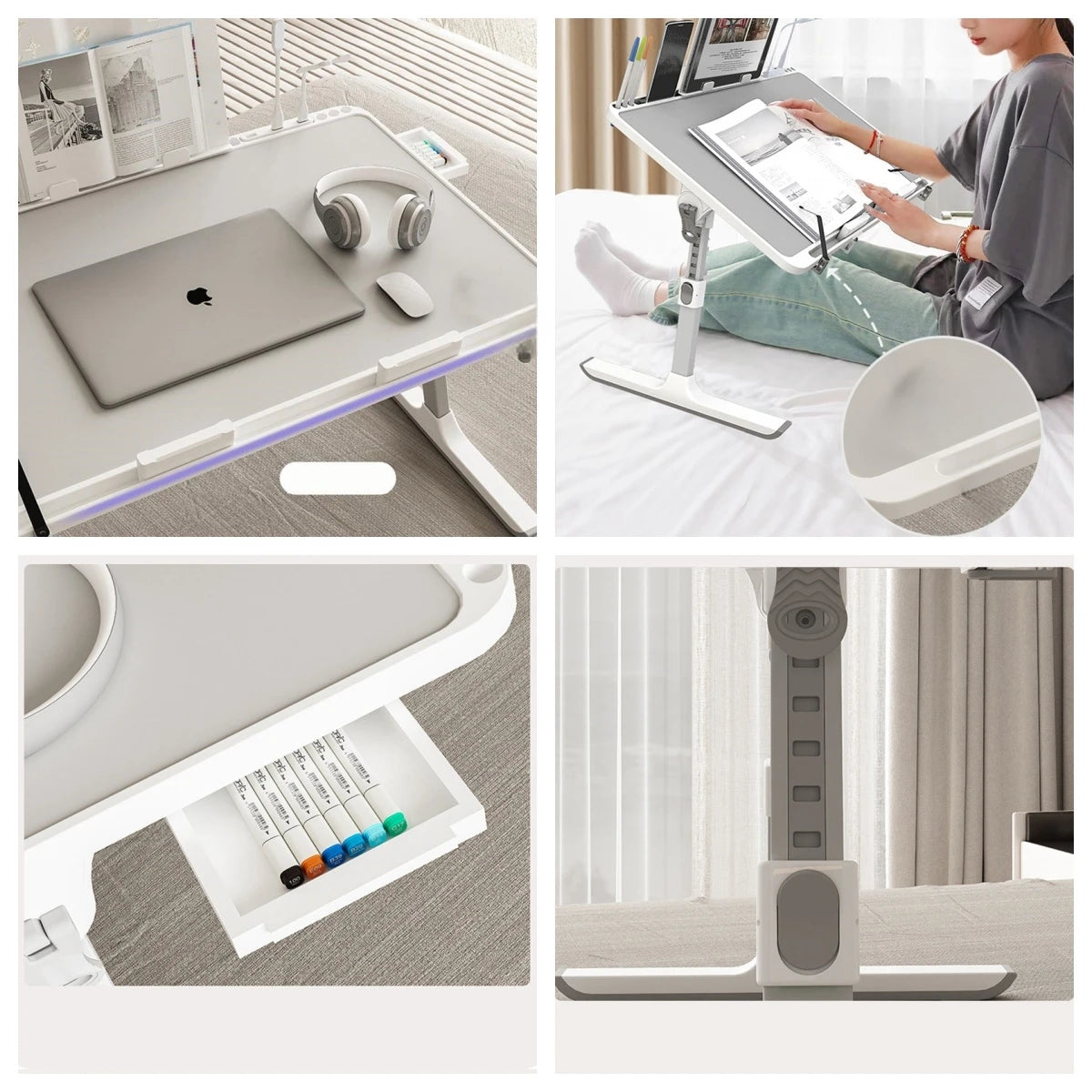 Laptop Bed Tray Table, Adjustable Laptop Bed Table,Portable Standing Desk With Storage Drawer,Foldable Lap Tablet Table For Sofa — Modern Luxury