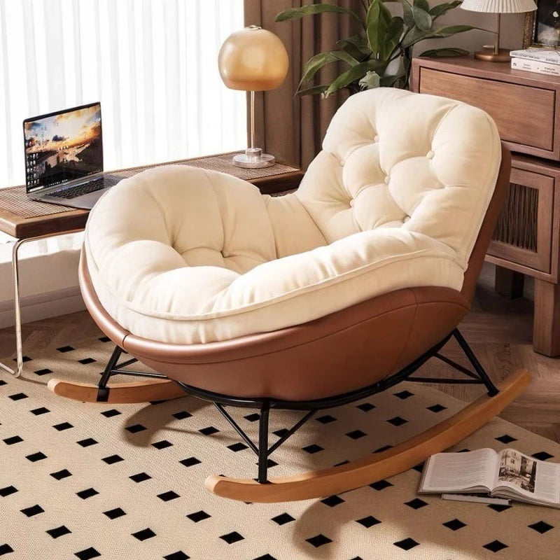 Comfortable Upholstered Lounge Rocking Sofa With Ottoman Upholstered And Living Room Ottoman — Modern Luxury