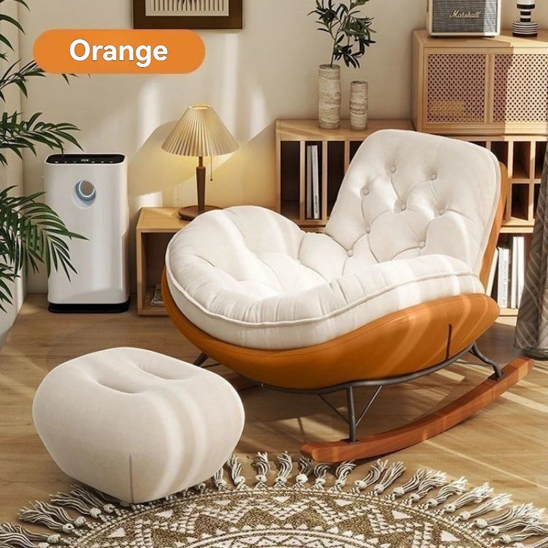 Comfortable Upholstered Lounge Rocking Sofa With Ottoman Upholstered And Living Room Ottoman — Modern Luxury