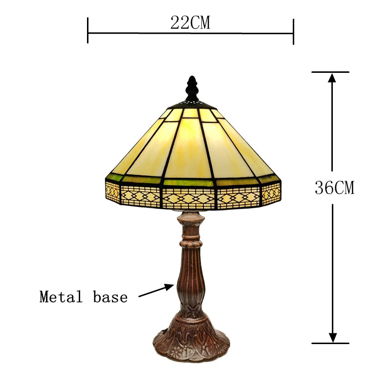 20Cm Scandinavian Minimalist Geometric Mesh Small Table Lamp Tiffany Style Study Old-Fashioned Glass Antique Gift Metal Base E27 — Modern Luxury