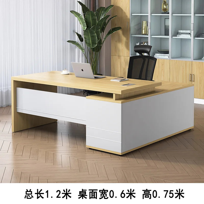 Wooden Boss Table Simple Modern Cabinet Designer Reading Reading Desk Secretary High Quality Art Bureau Meuble Office Furniture — Modern Luxury