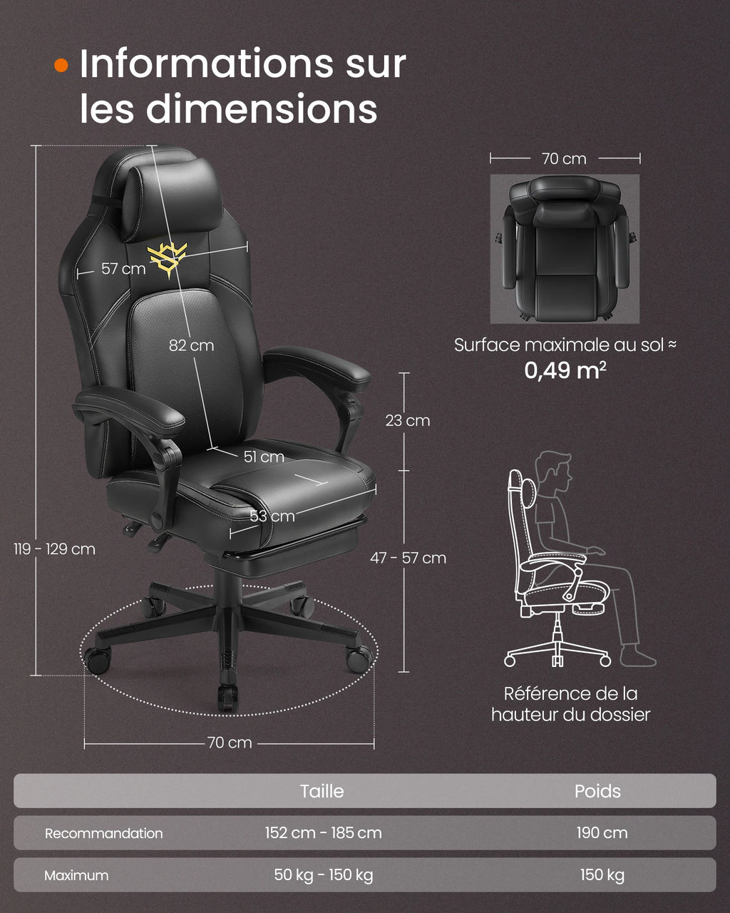Home Fauteuil Gaming, Chaise De Bureau Ergonomique Avec Repose-Pieds, Chaise Gamer Avec Appui-Tête, Pu, Hauteur Réglable, Noir — Modern Luxury