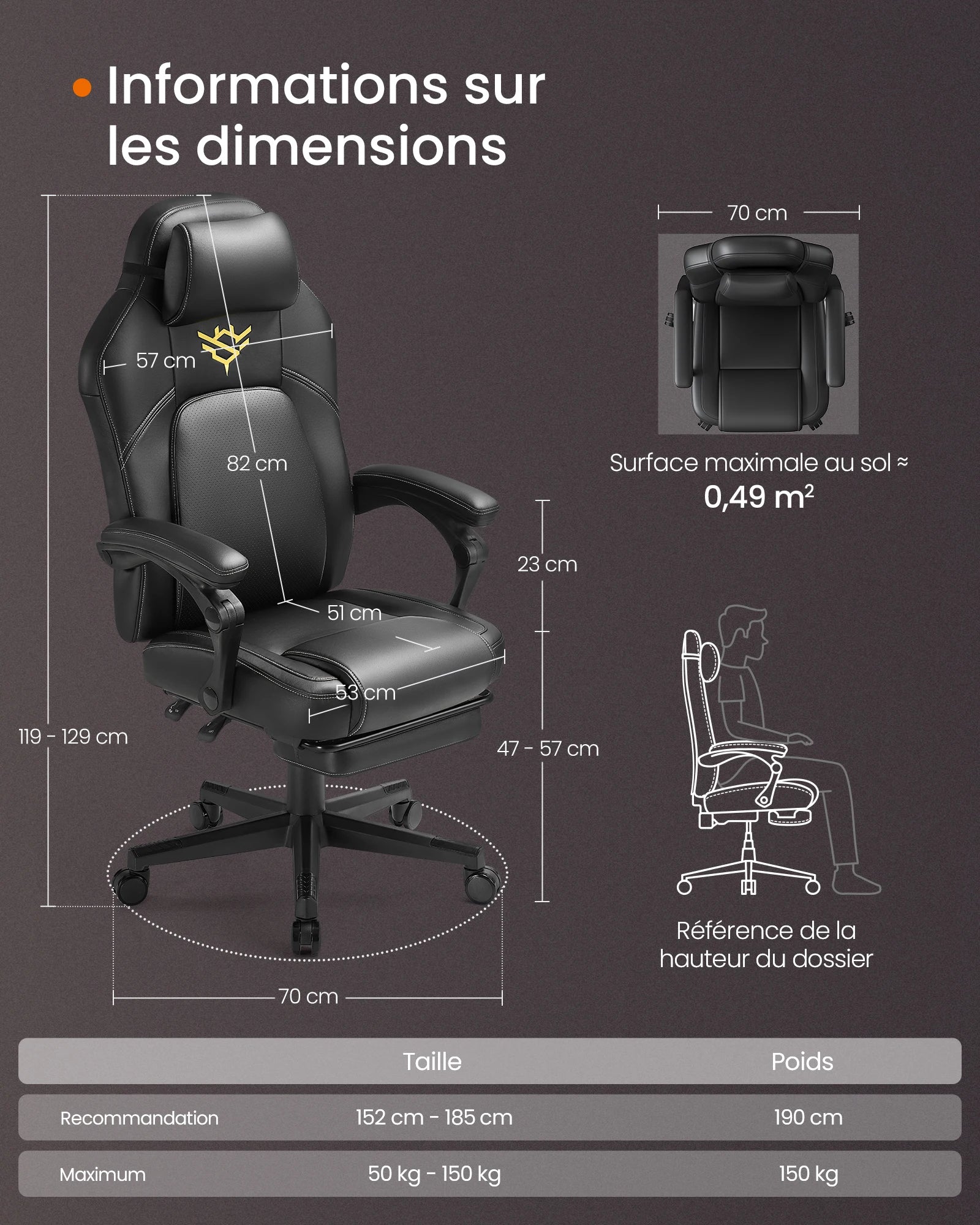 Home Fauteuil Gaming, Chaise De Bureau Ergonomique Avec Repose-Pieds, Chaise Gamer Avec Appui-Tête, Pu, Hauteur Réglable, Noir — Modern Luxury