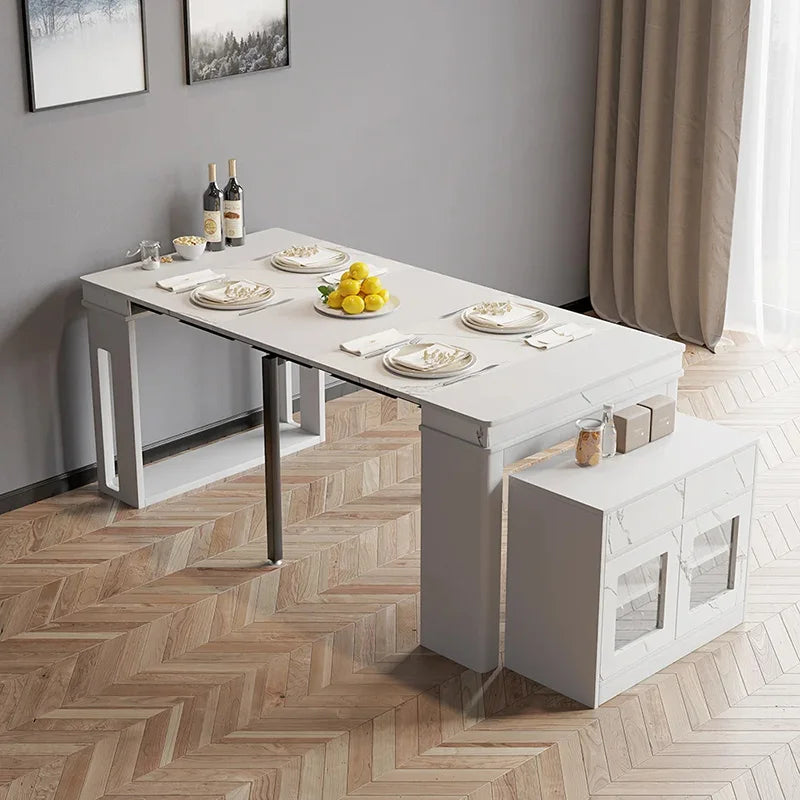 Modern Extendable Dining Table Rectangle Sideboard With Storage — Modern Luxury