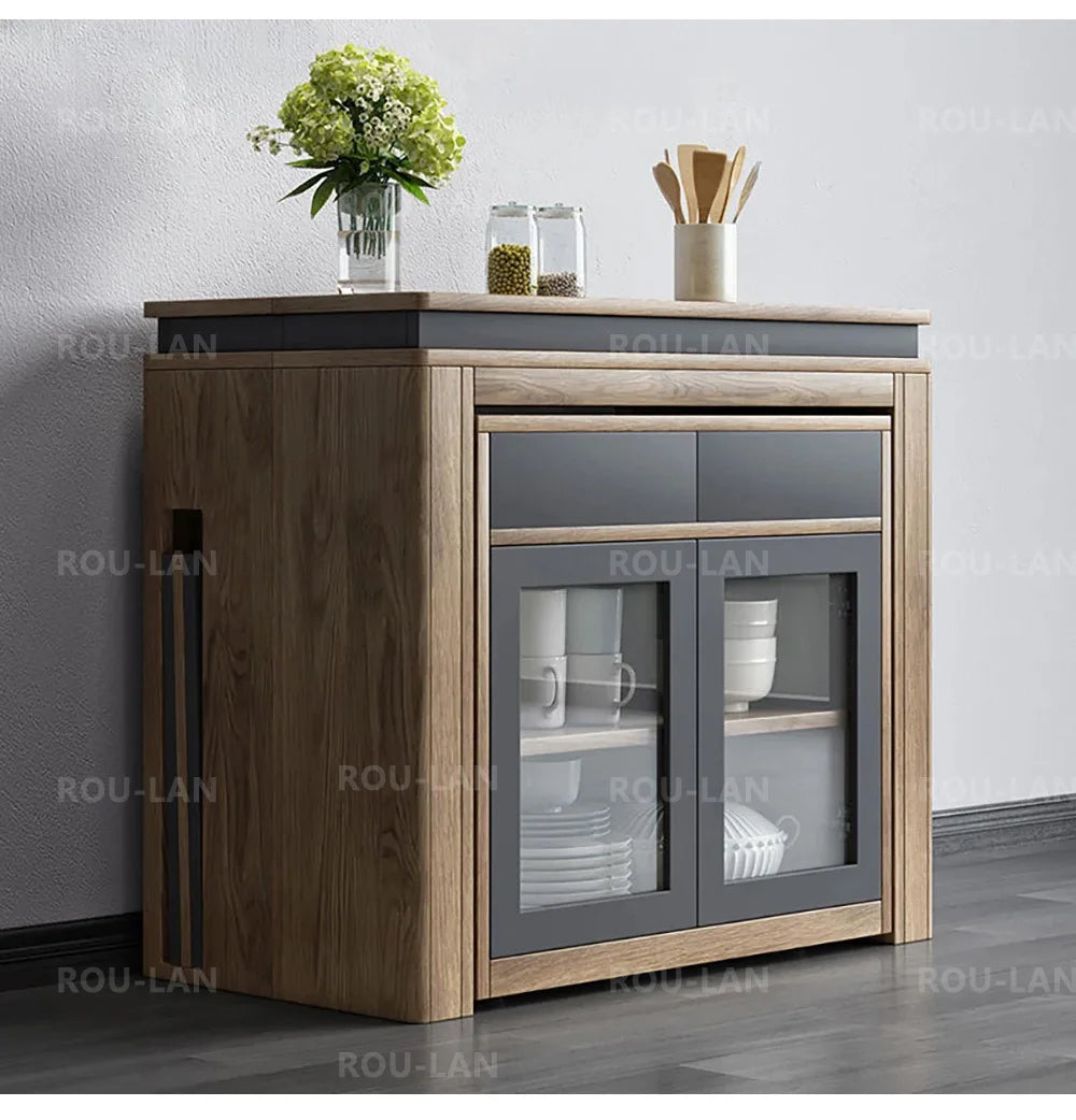Modern Extendable Dining Table Rectangle Sideboard With Storage — Modern Luxury