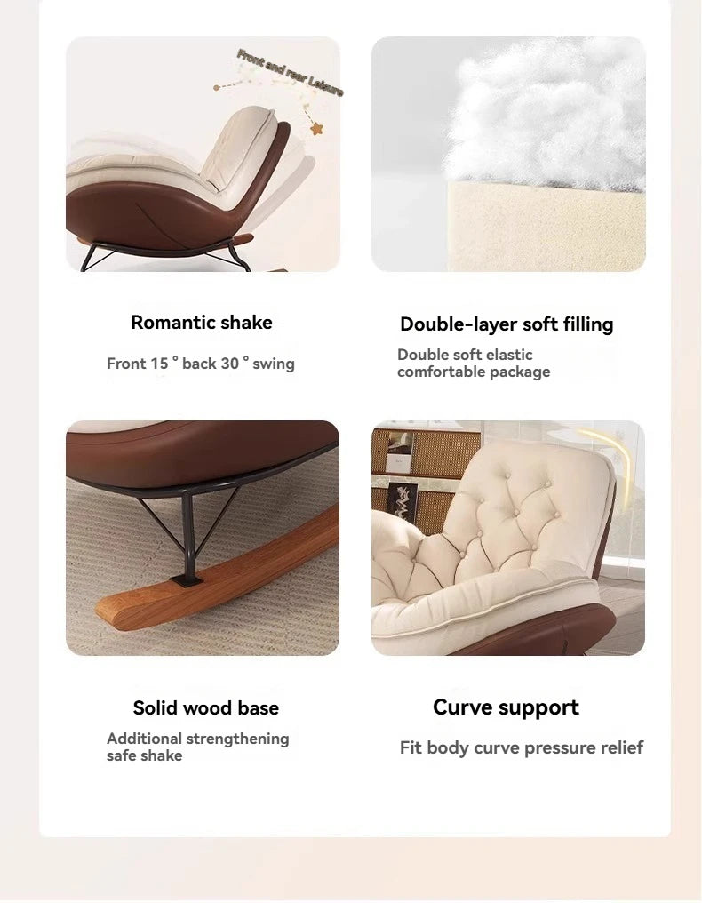 Comfortable Upholstered Lounge Rocking Sofa With Ottoman Upholstered And Living Room Ottoman — Modern Luxury