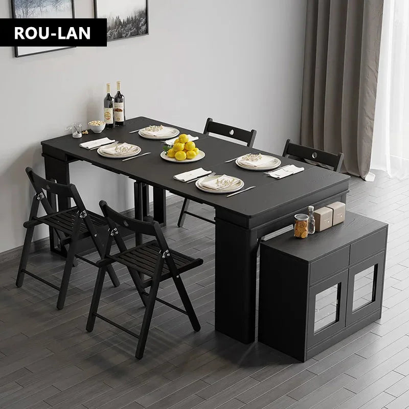 Modern Extendable Dining Table Rectangle Sideboard With Storage — Modern Luxury