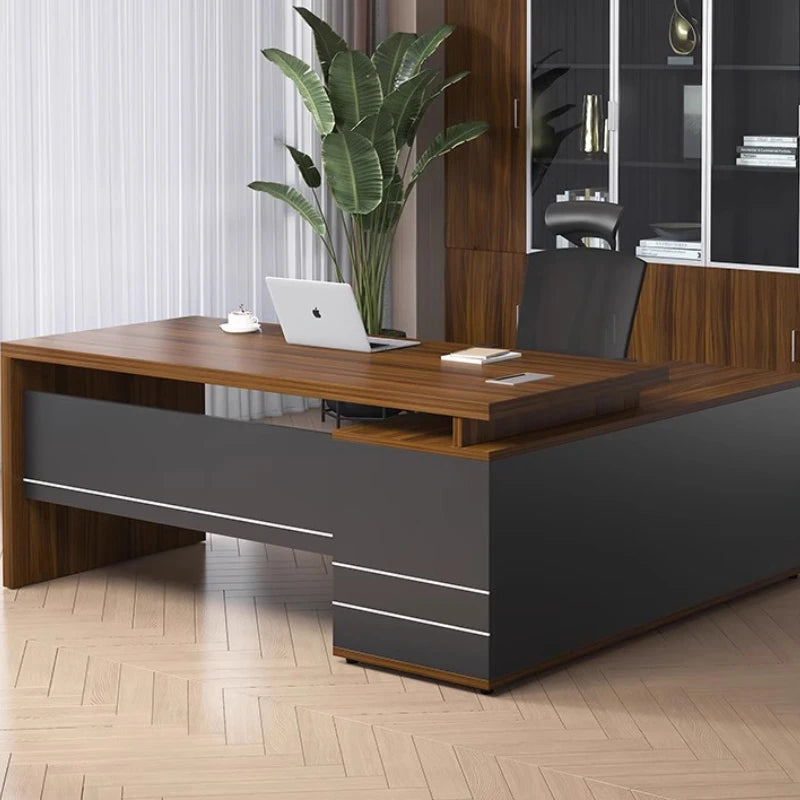 Wooden Boss Table Simple Modern Cabinet Designer Reading Reading Desk Secretary High Quality Art Bureau Meuble Office Furniture — Modern Luxury